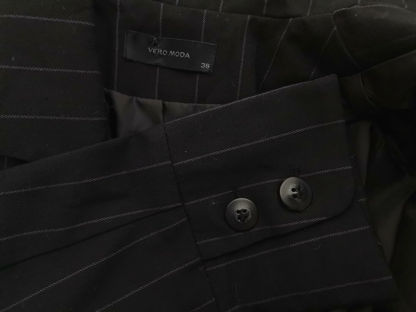 Vero moda Rozmiar 36 Kolor Czarny Pasy Kołnierz Żakiet z zapięciem Długi rękaw