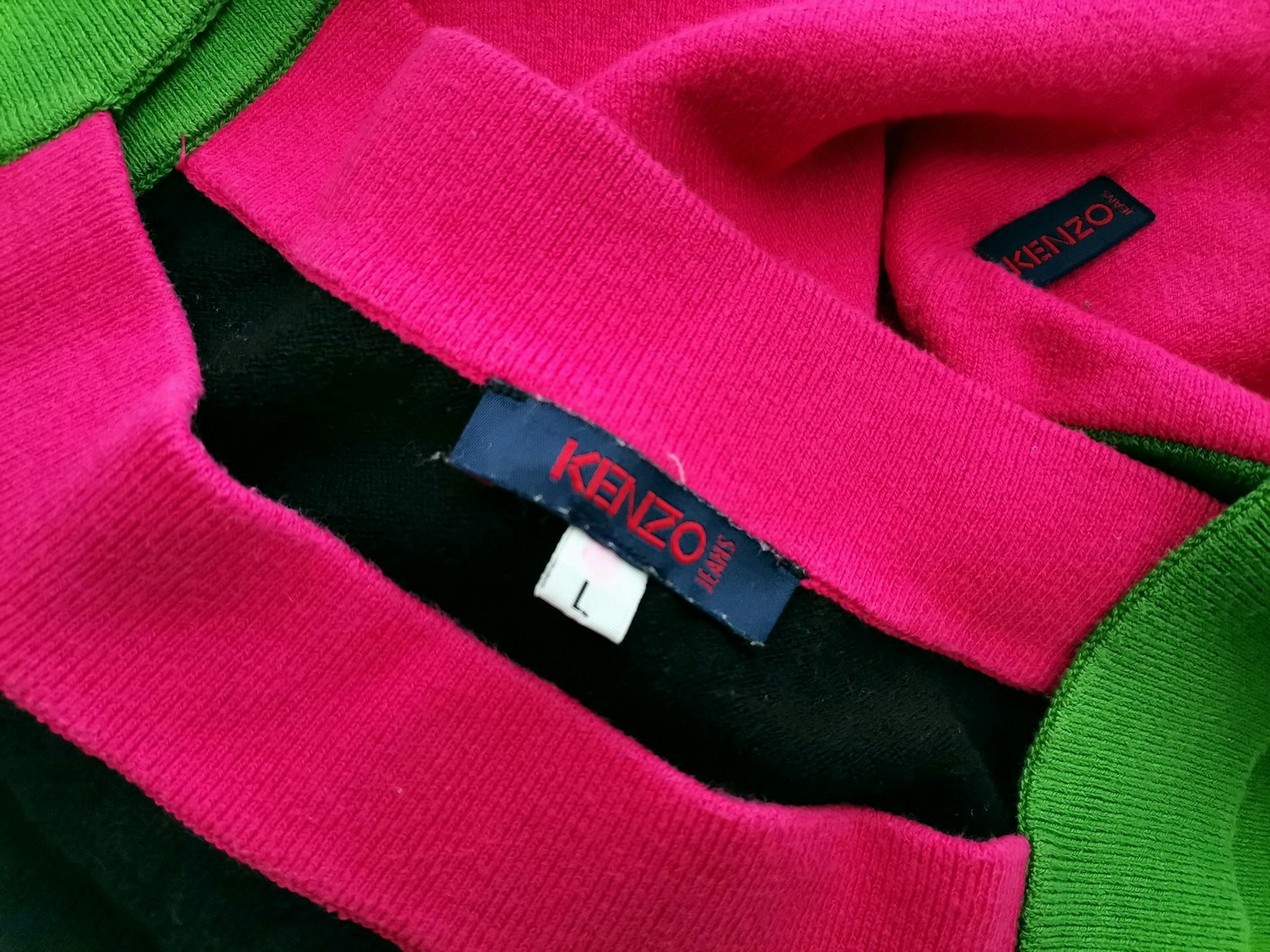 IMG_20210202_130124.jpg KENZO JEANS Rozmiar L Kolor Kolorowa Pasy Kwadratowy dekolt Bluzka Bezrękawnik Materiał Bawełna