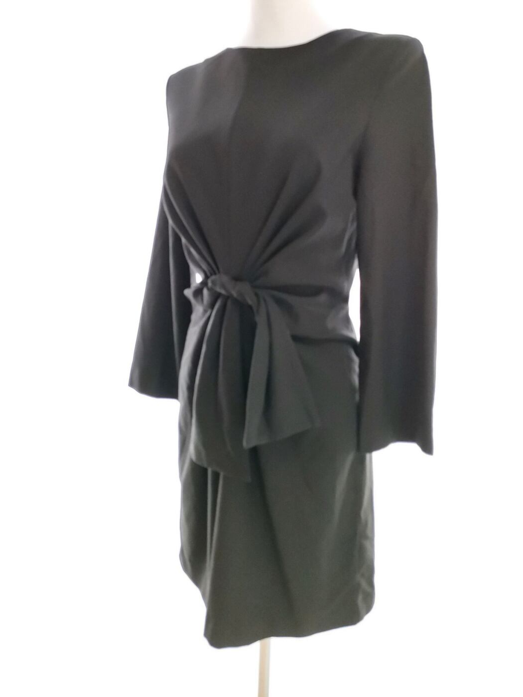 H&m Rozmiar 36 Kolor Czarny Crew Neck Sukienka Sheath Długi rękaw Do Kolan
