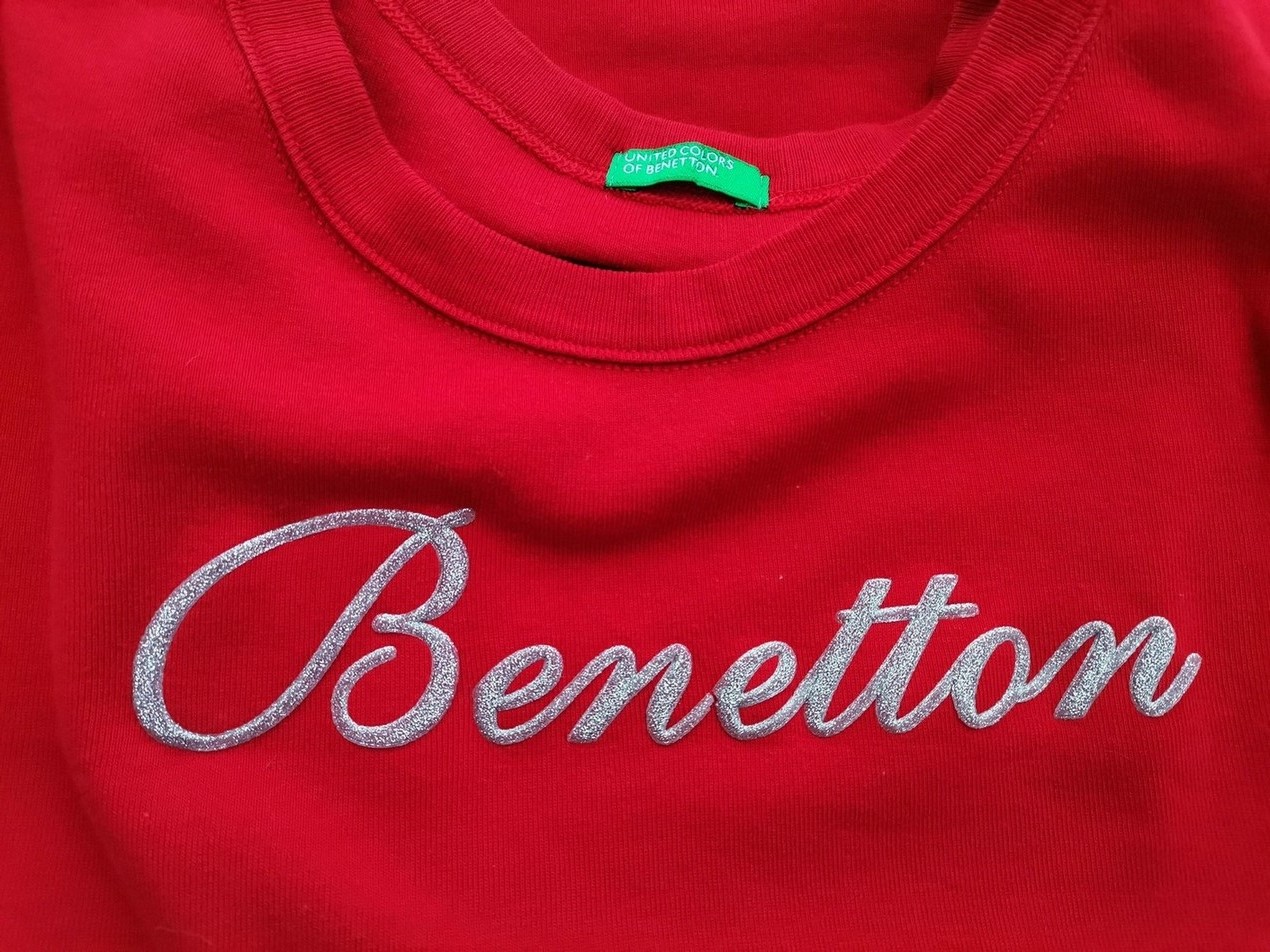 IMG_20210204_121859.jpg United colors benetton Rozmiar M Kolor Czerwony Crew Neck T-Shirt Krótki rękaw Materiał Bawełna 100%