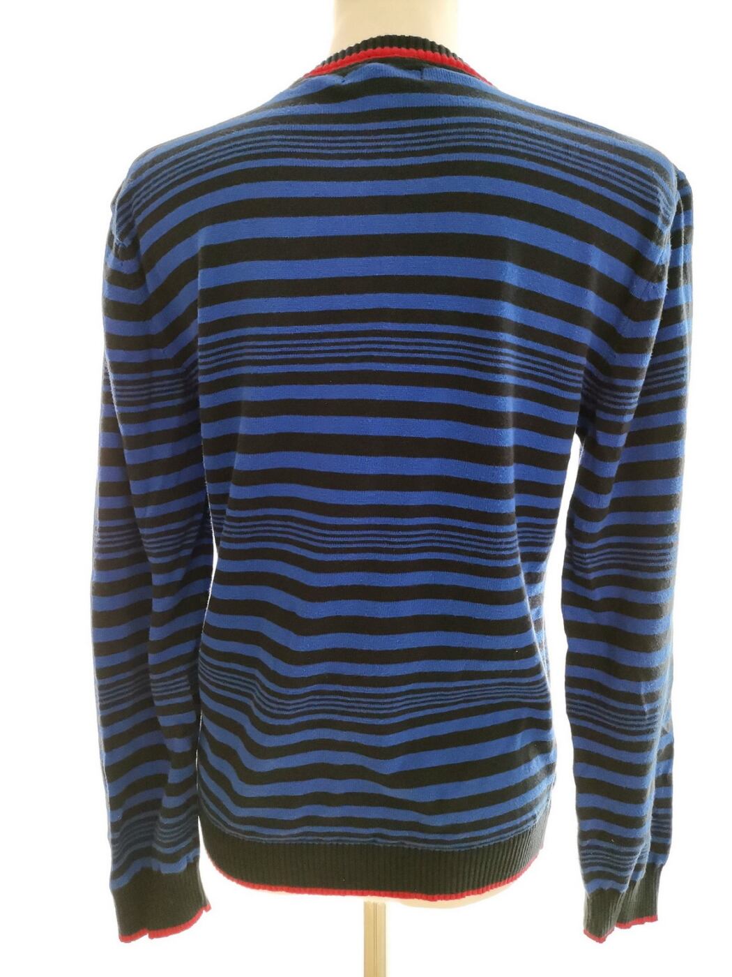 IMG_20210204_122623.jpg BEN SHERMAN Rozmiar 14-15 age (XS/S) Kolor Niebieski Pasy Crew Neck Sweter Długi rękaw Materiał Bawełna 100% Cienka dzianina