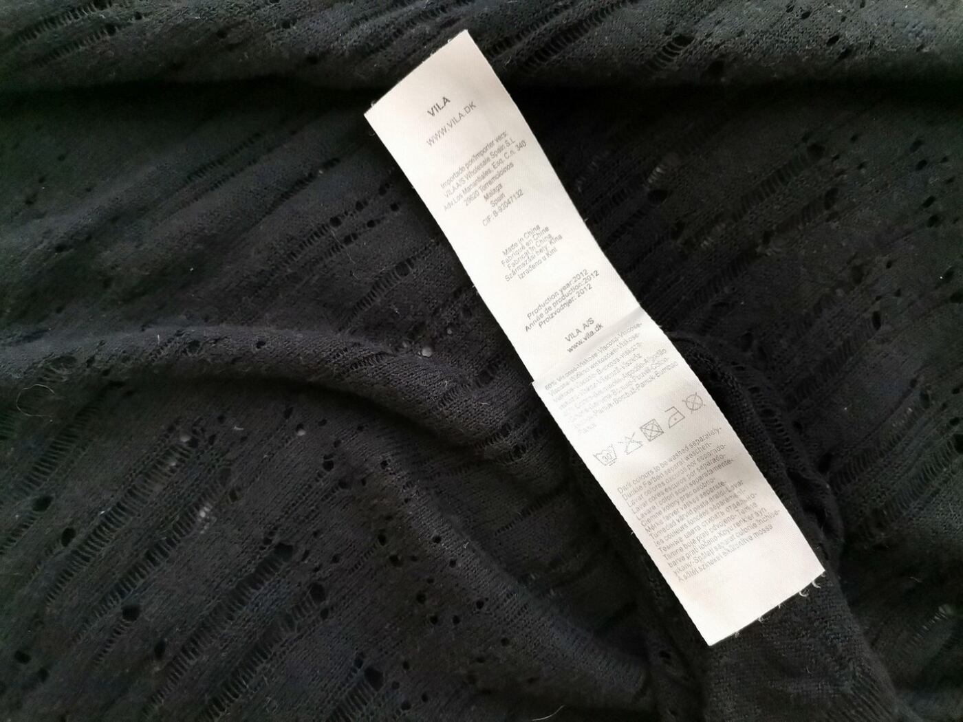 Vila Rozmiar XS Kolor Czarny Dekolt U Bluzka Rękaw 3/4 Materiał Wiskoza