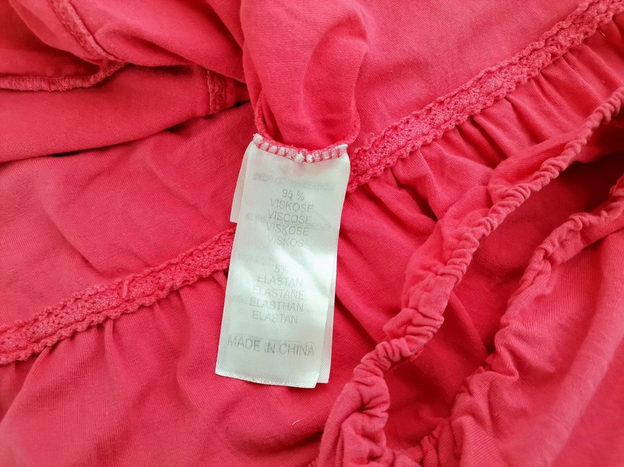 CUBUS Rozmiar L Kolor Różowy Okrągły dekolt Sukienka Sheath Krótki rękaw Do Kolan Materiał Wiskoza