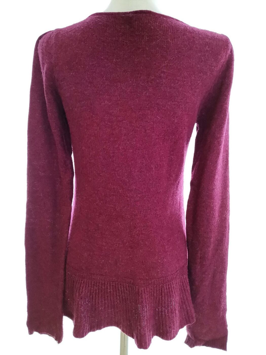 IMG_20210205_125858.jpg Vero moda Rozmiar S Kolor Purpurowy Kołnierz Długi Zapinany Kardigan Długi rękaw Dzianina waflowa