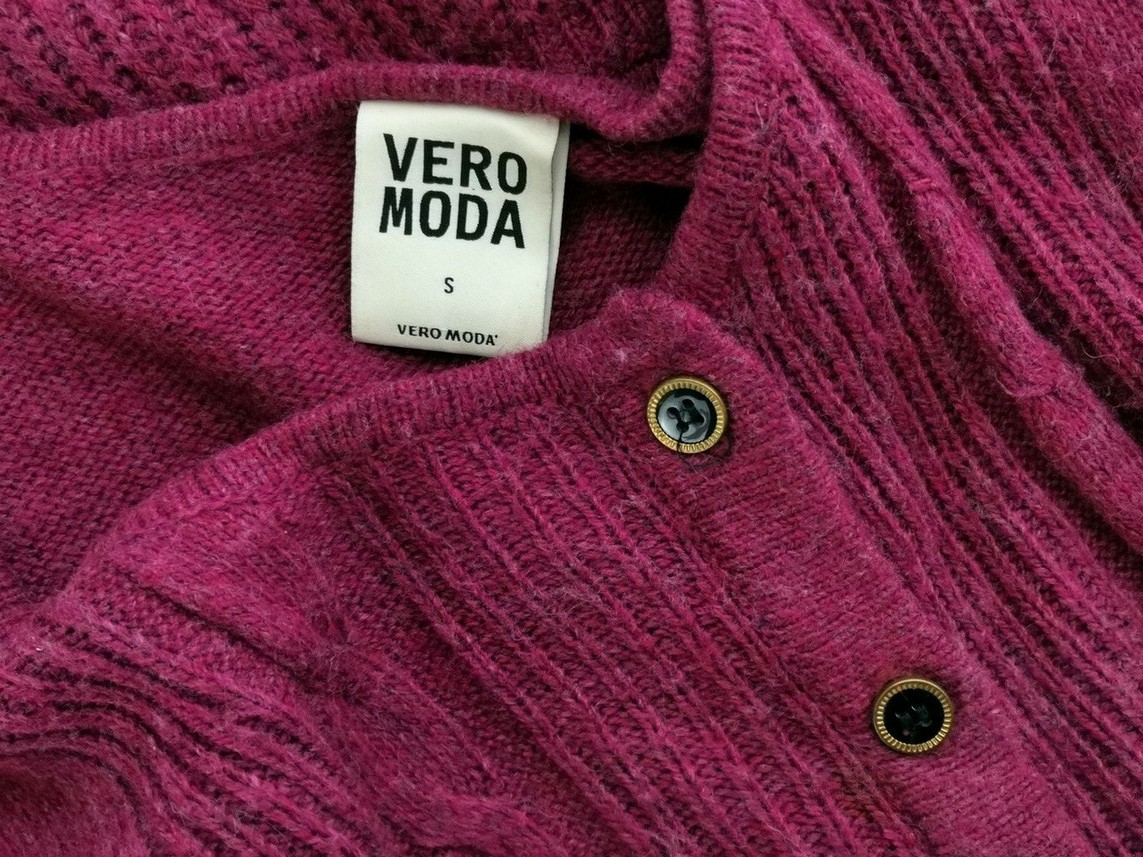 IMG_20210205_125919.jpg Vero moda Rozmiar S Kolor Purpurowy Kołnierz Długi Zapinany Kardigan Długi rękaw Dzianina waflowa
