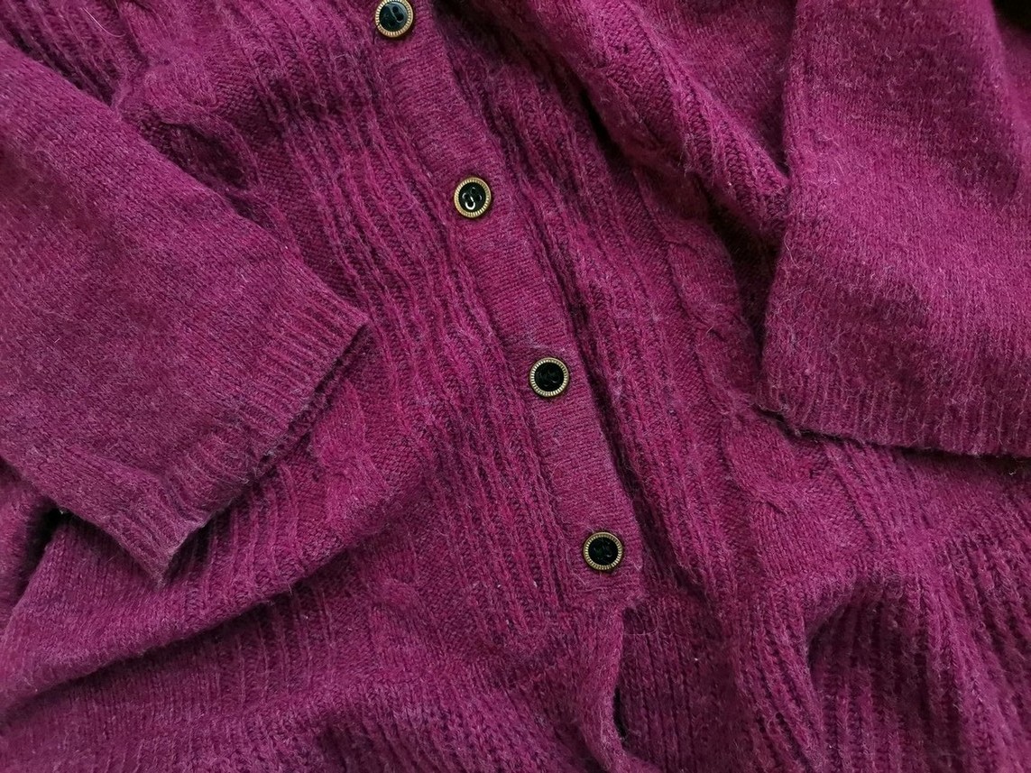 IMG_20210205_130004.jpg Vero moda Rozmiar S Kolor Purpurowy Kołnierz Długi Zapinany Kardigan Długi rękaw Dzianina waflowa