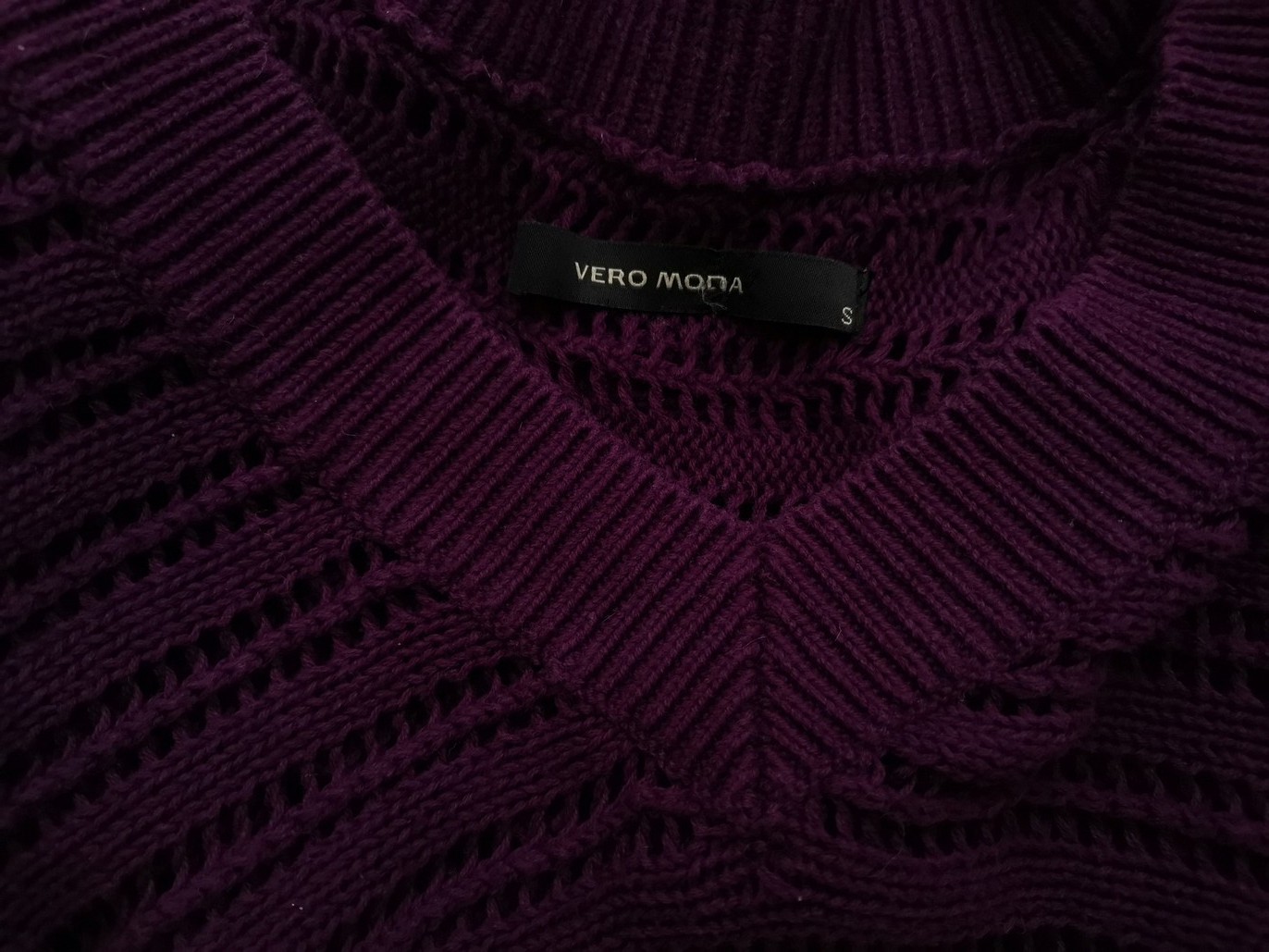 Vero moda Rozmiar S Kolor Fioletowy W serek Bluzka z dzianiny Krótki rękaw Materiał Bawełna 100%