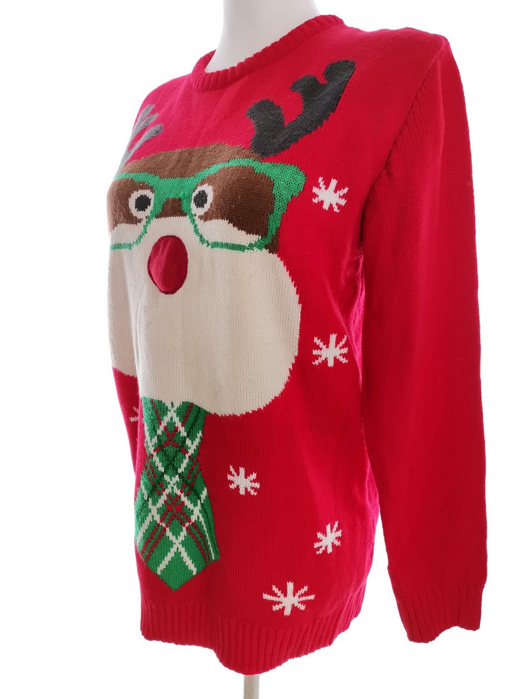 IMG_20210208_105154.jpg Merry Christmas Rozmiar 13-14 Year (36-38) Kolor Czerwony Crew Neck Sweter Świąteczny Gwiazdka Długi rękaw Materiał Akryl 100% Cienka dzianina