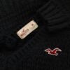 Hollister Rozmiar M Kolor Granatowy W serek Sweter Długi rękaw Materiał Akryl Dzianina waflowa