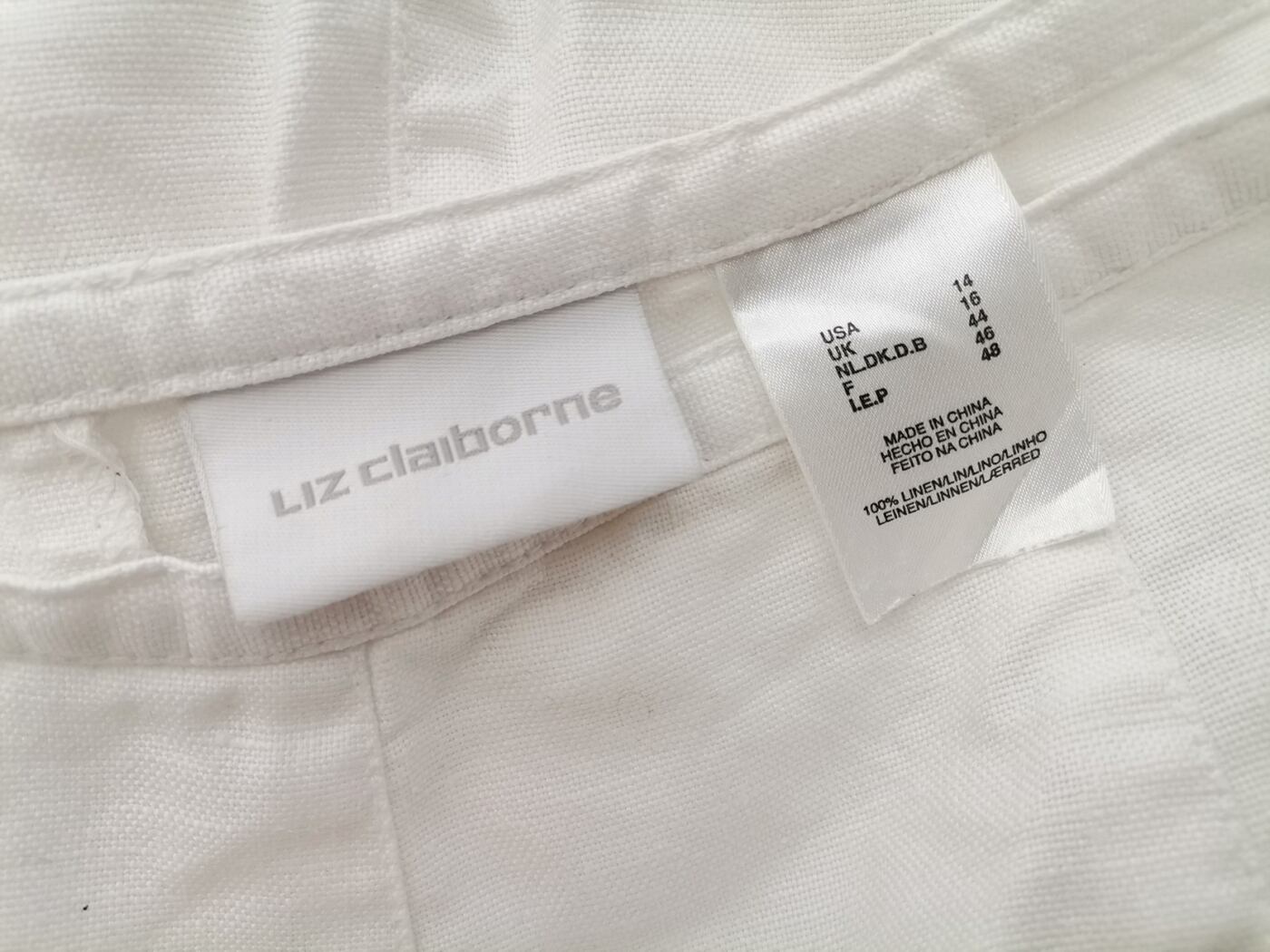 IMG_20210209_132419.jpg Liz Claiborne Rozmiar 16 (44) Kolor Biały A-Line Spódnica Midi Materiał Len 100%