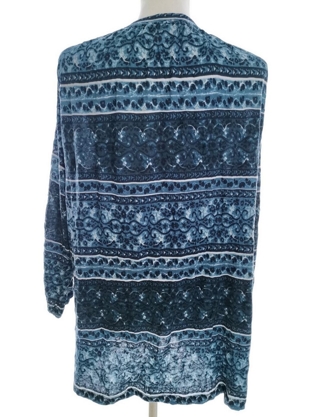Vintage Rozmiar 46 Kolor Niebieski Okrągły dekolt Bluzka Rękaw 3/4