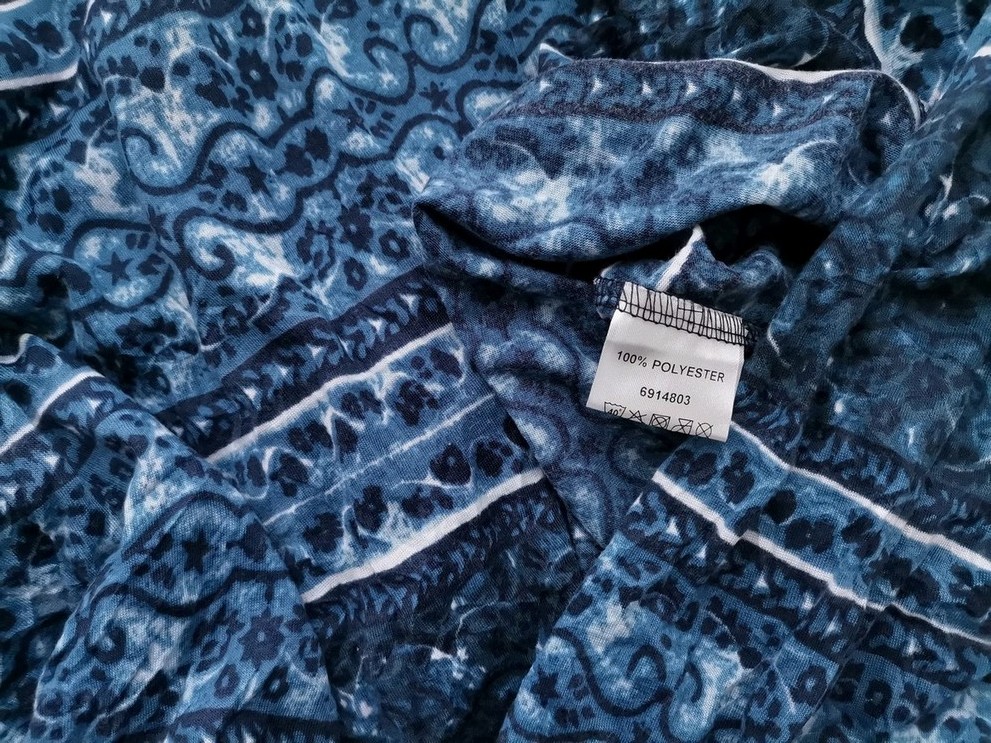 Vintage Rozmiar 46 Kolor Niebieski Okrągły dekolt Bluzka Rękaw 3/4