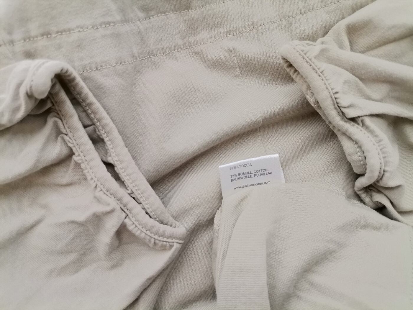 Gudrun Sjödén Rozmiar XL Kolor Beżowy Okrągły dekolt Tunika Popover Bluzka Długi rękaw Materiał Lyocell Gudrun Sjödén Rozmiar XL Kolor Beżowy Okrągły dekolt Tunika Popover Bluzka Długi rękaw Materiał Lyocell