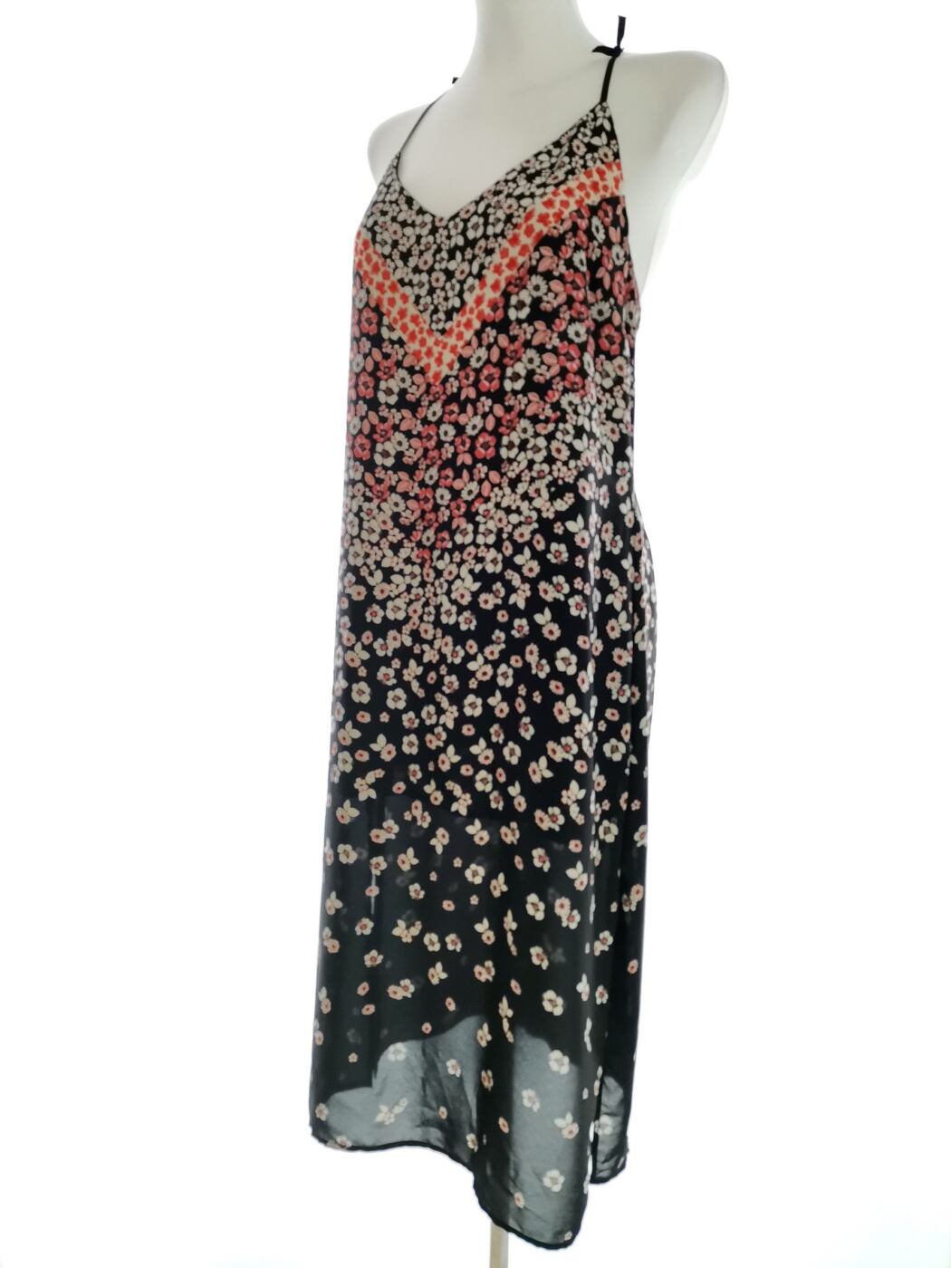 Vintage Rozmiar 36/38 Kolor Czarny W serek Sukienka A-Line Bezrękawnik Midi Vintage Rozmiar 36/38 Kolor Czarny W serek Sukienka A-Line Bezrękawnik Midi