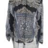 Carla F Rozmiar S Kolor Granatowy Damask Paisley Keyhole Crew Neck Bluzka Rękaw 3/4 Materiał Bawełna 100%
