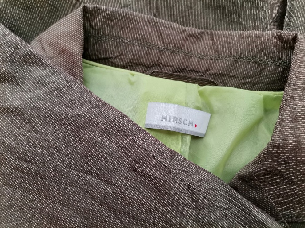 Hirsch Rozmiar 36 Kolor Khaki Pasy Kołnierz Żakiet z zapięciem Długi rękaw Materiał Bawełna