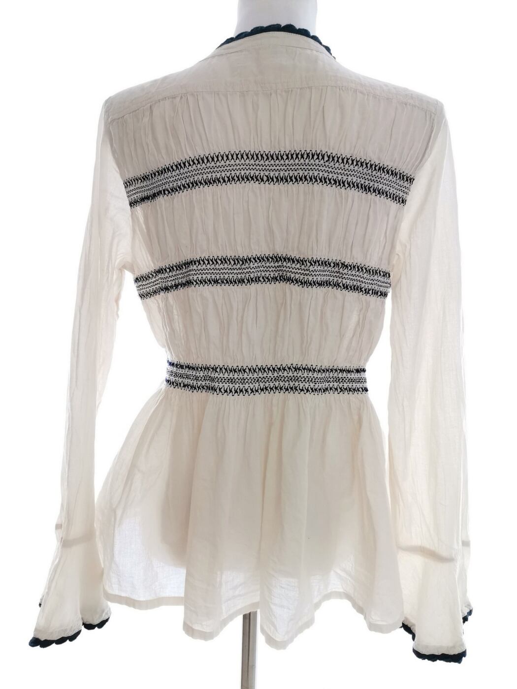 Cream Rozmiar 38 Kolor Kremowy Split Crew Neck Bluzka Peplum Długi rękaw Materiał Bawełna 100%