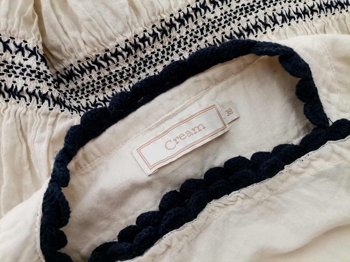 Cream Rozmiar 38 Kolor Kremowy Split Crew Neck Bluzka Peplum Długi rękaw Materiał Bawełna 100%