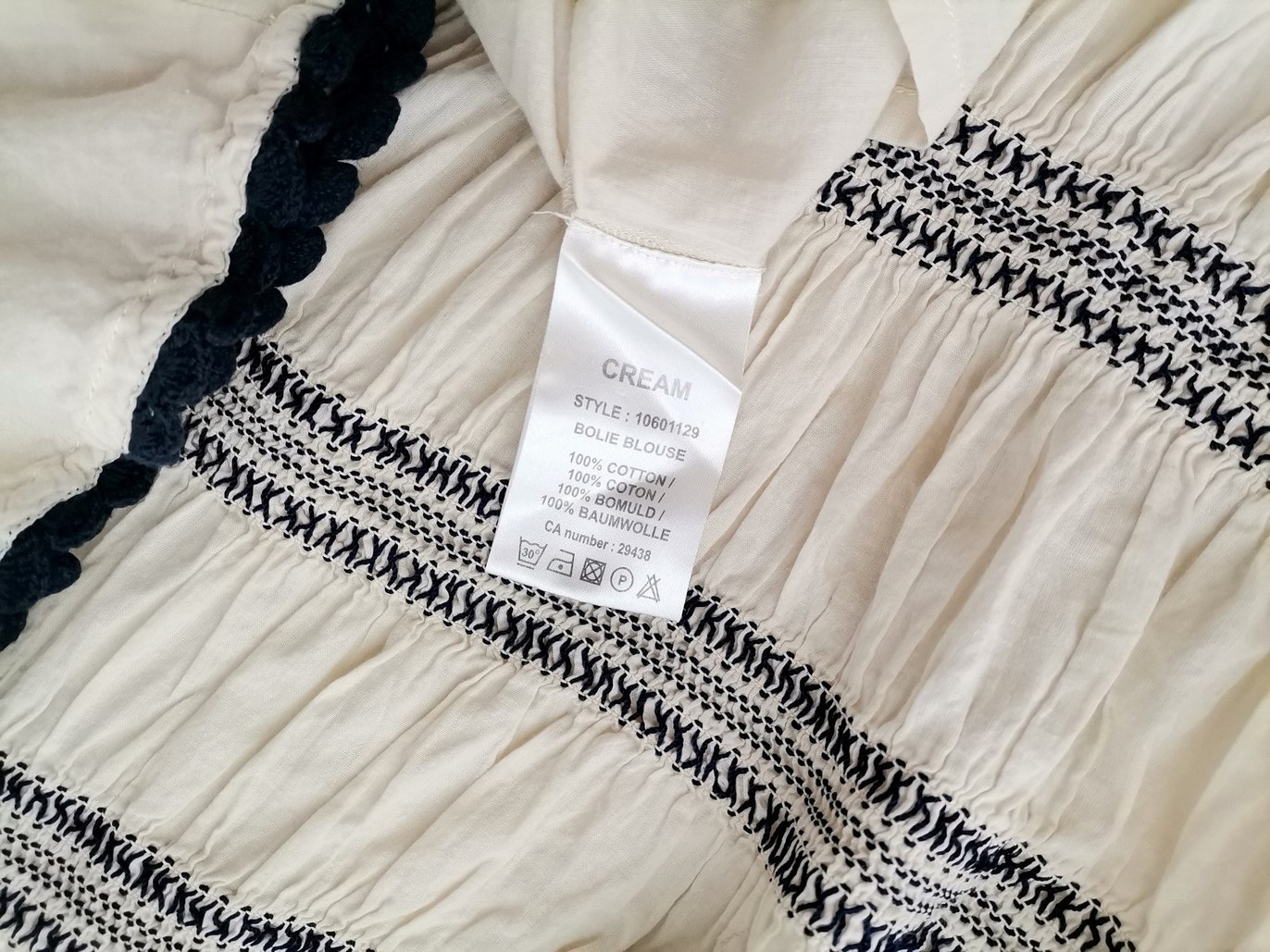 Cream Rozmiar 38 Kolor Kremowy Split Crew Neck Bluzka Peplum Długi rękaw Materiał Bawełna 100%