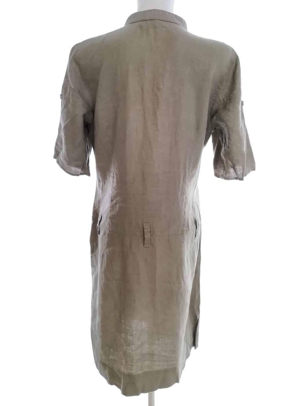 Mexx Rozmiar 38 Kolor Khaki Split Crew Neck Sukienka Koszulowa Krótki rękaw Midi Materiał Len 100% Mexx Rozmiar 38 Kolor Khaki Split Crew Neck Sukienka Koszulowa Krótki rękaw Midi Materiał Len 100%
