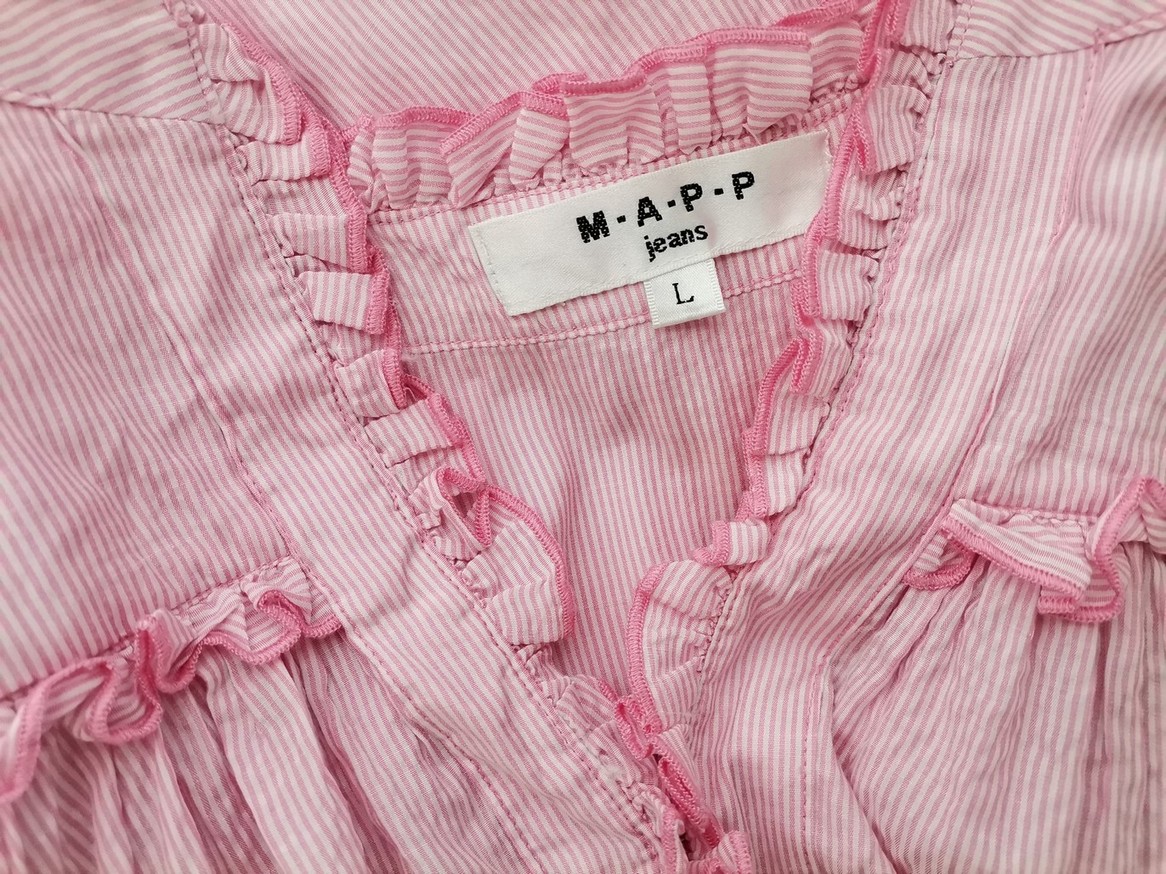 MAPP Rozmiar L Kolor Różowy Pasy Split Crew Neck Tunika Bluzka Bezrękawnik MAPP Rozmiar L Kolor Różowy Pasy Split Crew Neck Tunika Bluzka Bezrękawnik