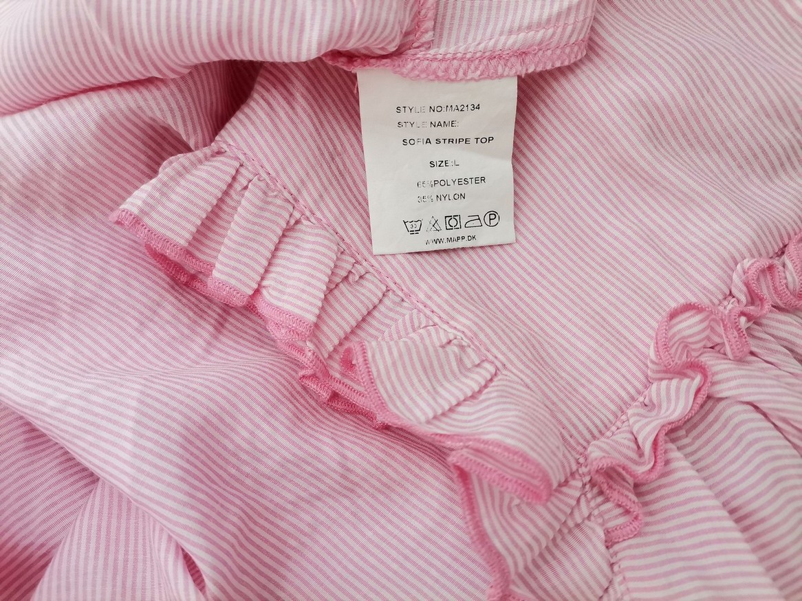 MAPP Rozmiar L Kolor Różowy Pasy Split Crew Neck Tunika Bluzka Bezrękawnik MAPP Rozmiar L Kolor Różowy Pasy Split Crew Neck Tunika Bluzka Bezrękawnik