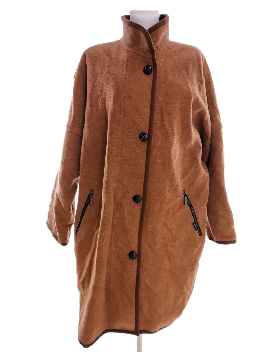 norham Rozmiar XL-2XL Kolor Brązowy Płaszcz Długi rękaw Materiał Wełna