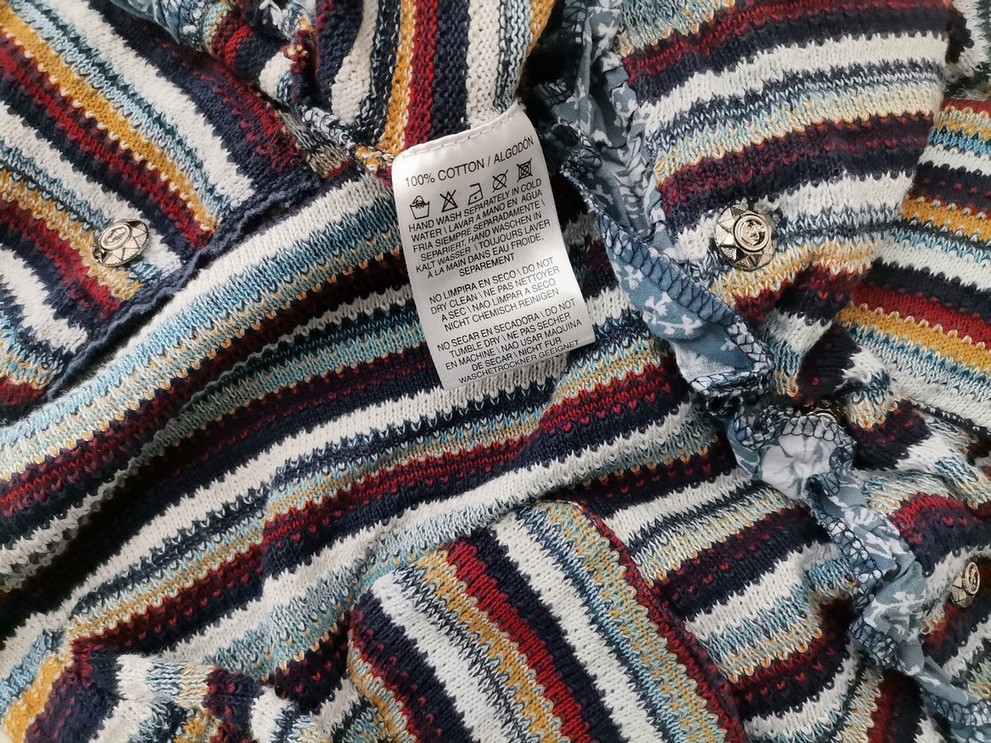 Savage Culture Rozmiar M Kolor Kolorowa Pasy Kołnierz Bluzka Zapinana Rękaw 3/4 Materiał Bawełna 100%