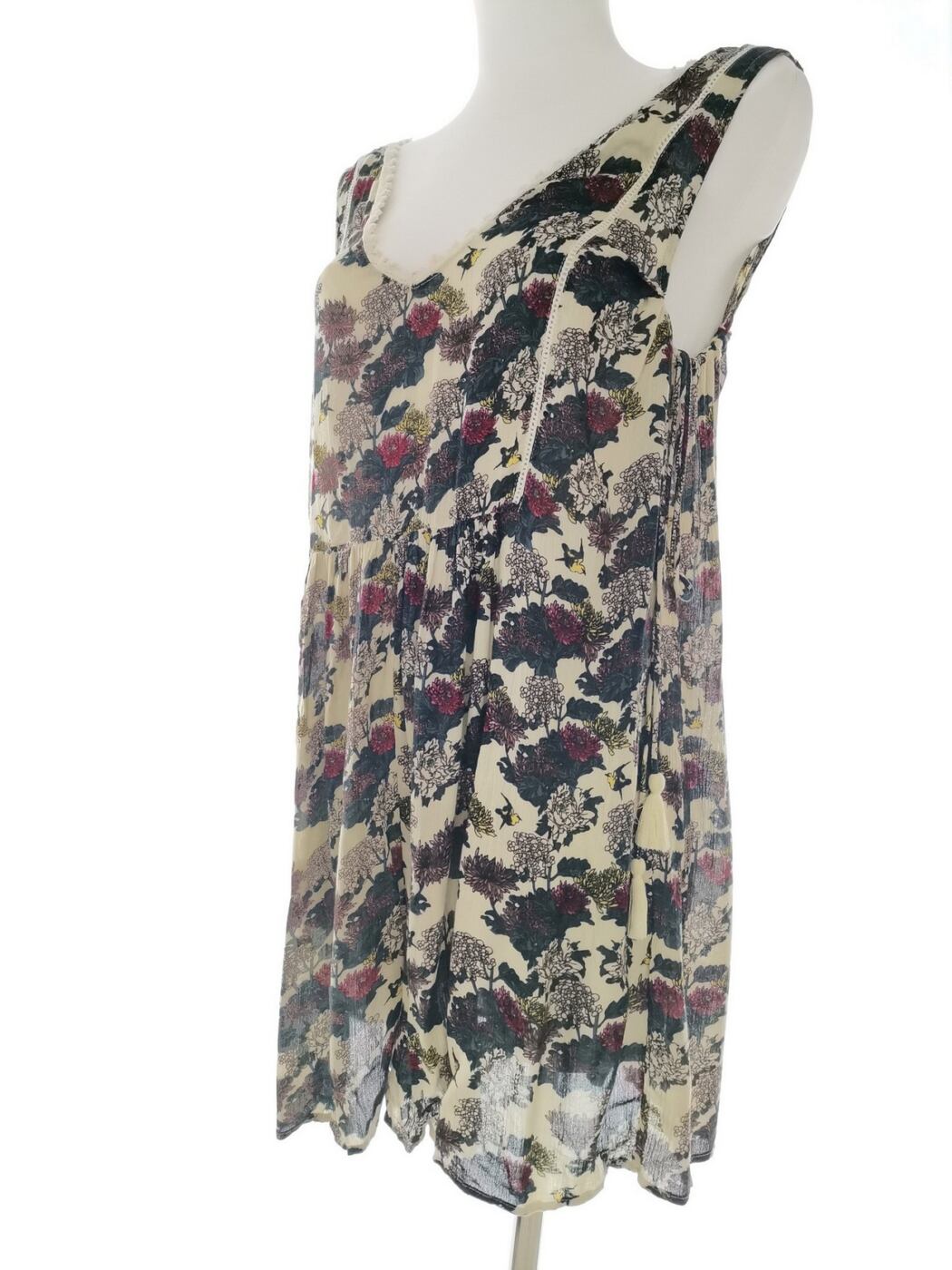 Zara Rozmiar M Kolor Kremowy W serek Tunika Bluzka Bezrękawnik Materiał Wiskoza 100%