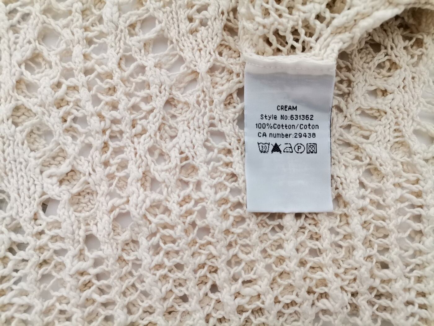 IMG_20210216_120014.jpg Cream Rozmiar M Kolor Kremowy Okrągły dekolt Sweter Rękaw 3/4 Materiał Bawełna 100% Otwarta dzianina