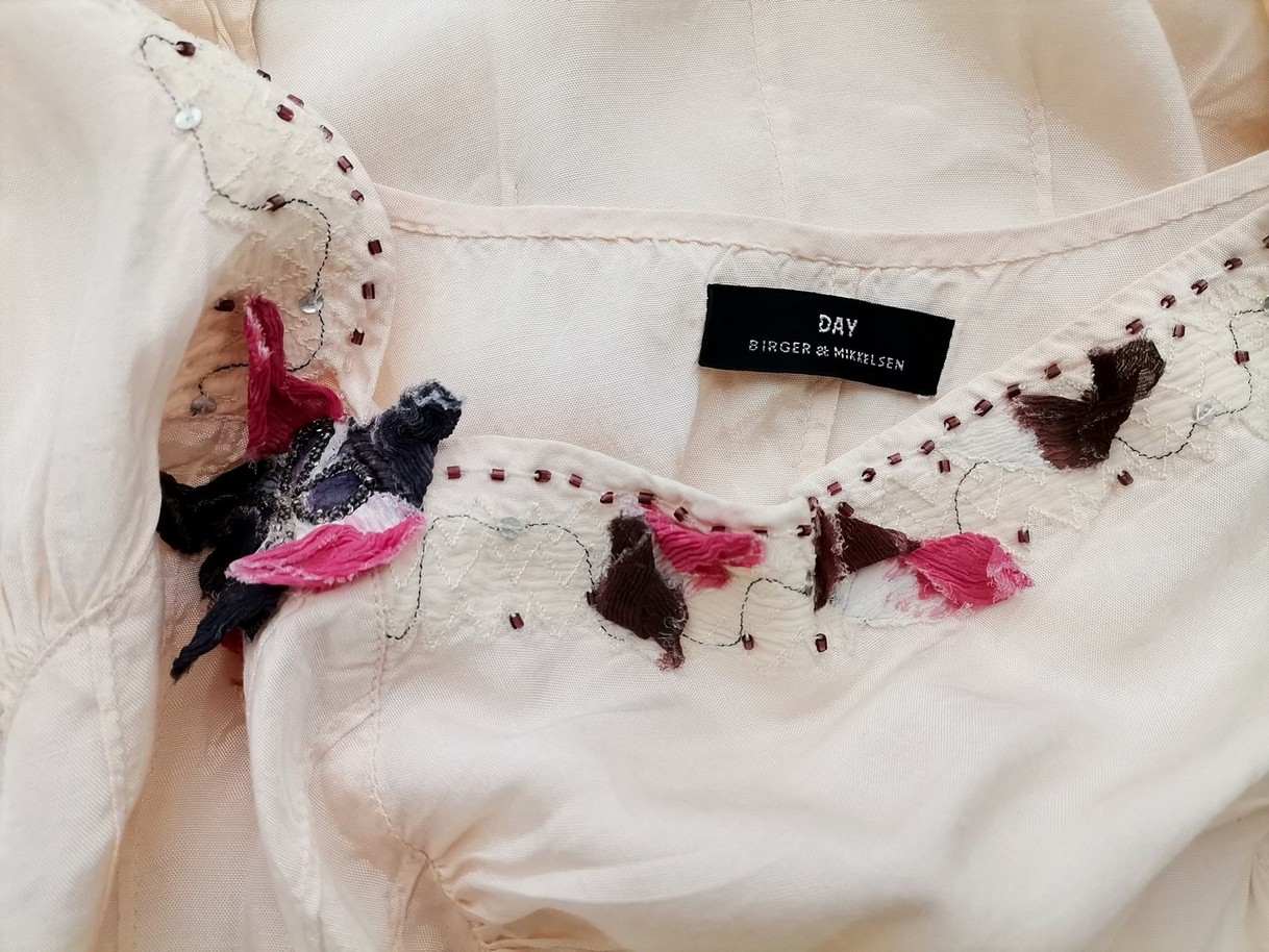 Day Birger Et Mikkelsen Rozmiar 38-40 Kolor Kremowy W serek Sukienka A-Line Bezrękawnik Midi