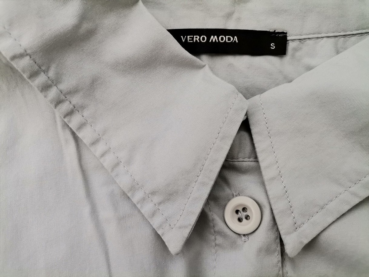 Vero moda Rozmiar S Kolor Niebieski Kołnierz Tunika Zapinana Bluzka Długi rękaw Materiał Bawełna Vero moda Rozmiar S Kolor Niebieski Kołnierz Tunika Zapinana Bluzka Długi rękaw Materiał Bawełna