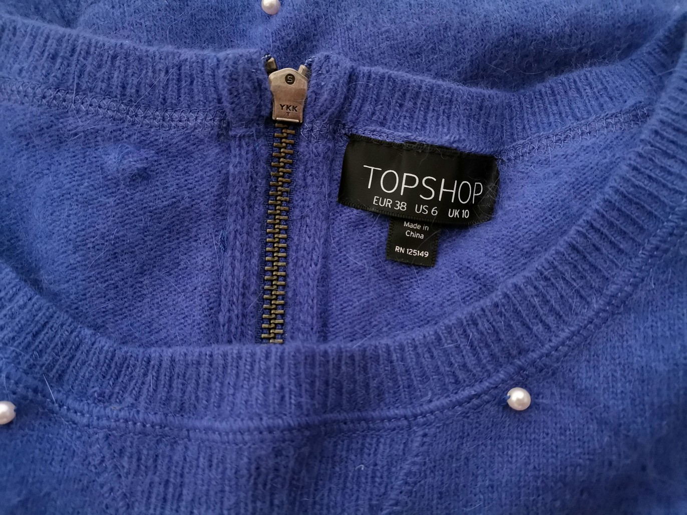 IMG_20210223_095111.jpg Topshop Rozmiar 38 Kolor Niebieski Okrągły dekolt Bluzka Krótki rękaw