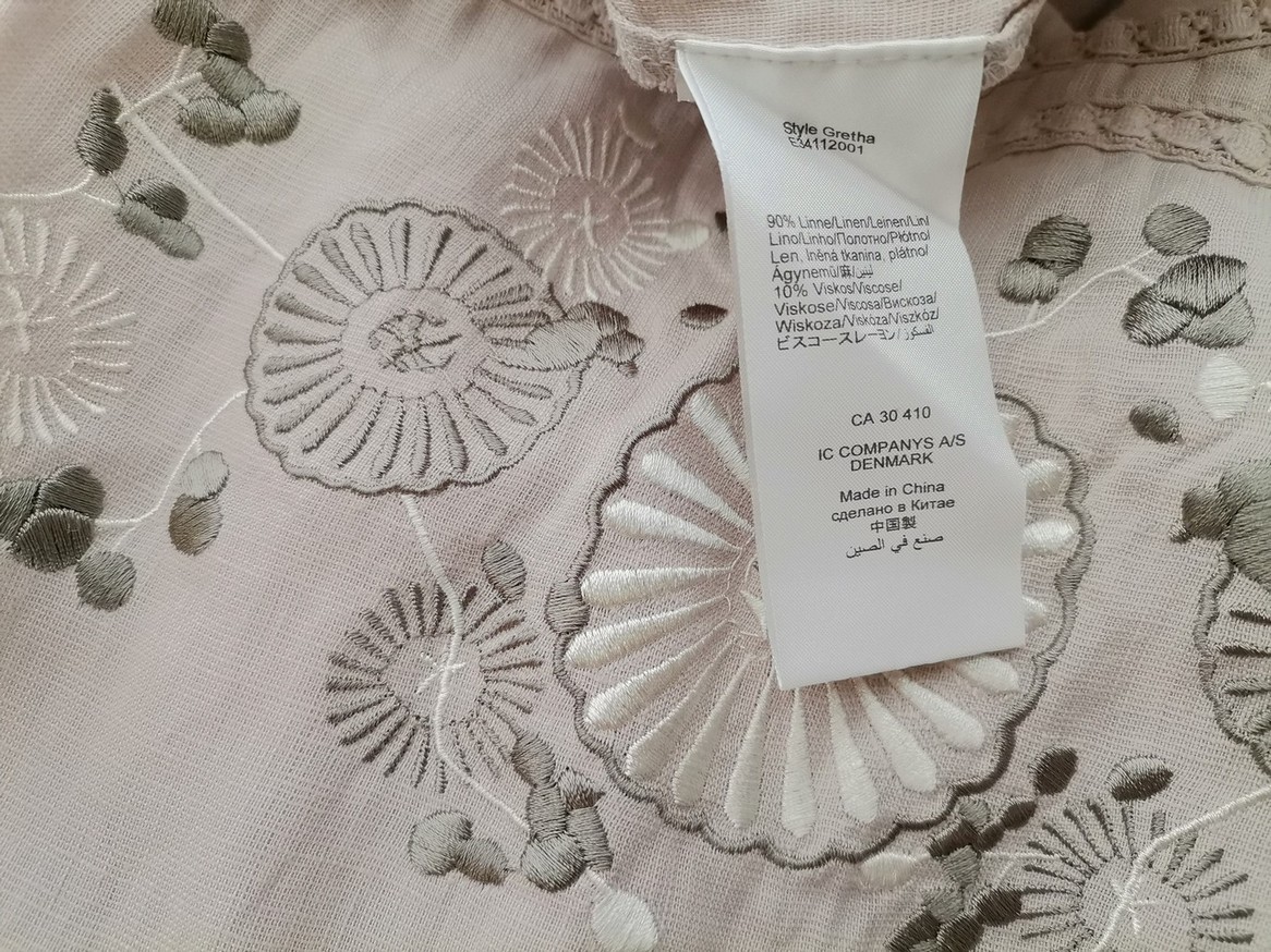 Part two Rozmiar 42 Kolor Beżowy Okrągły dekolt Sukienka Prostokątna Rękaw 3/4 Midi Materiał Len Part two Rozmiar 42 Kolor Beżowy Okrągły dekolt Sukienka Prostokątna Rękaw 3/4 Midi Materiał Len