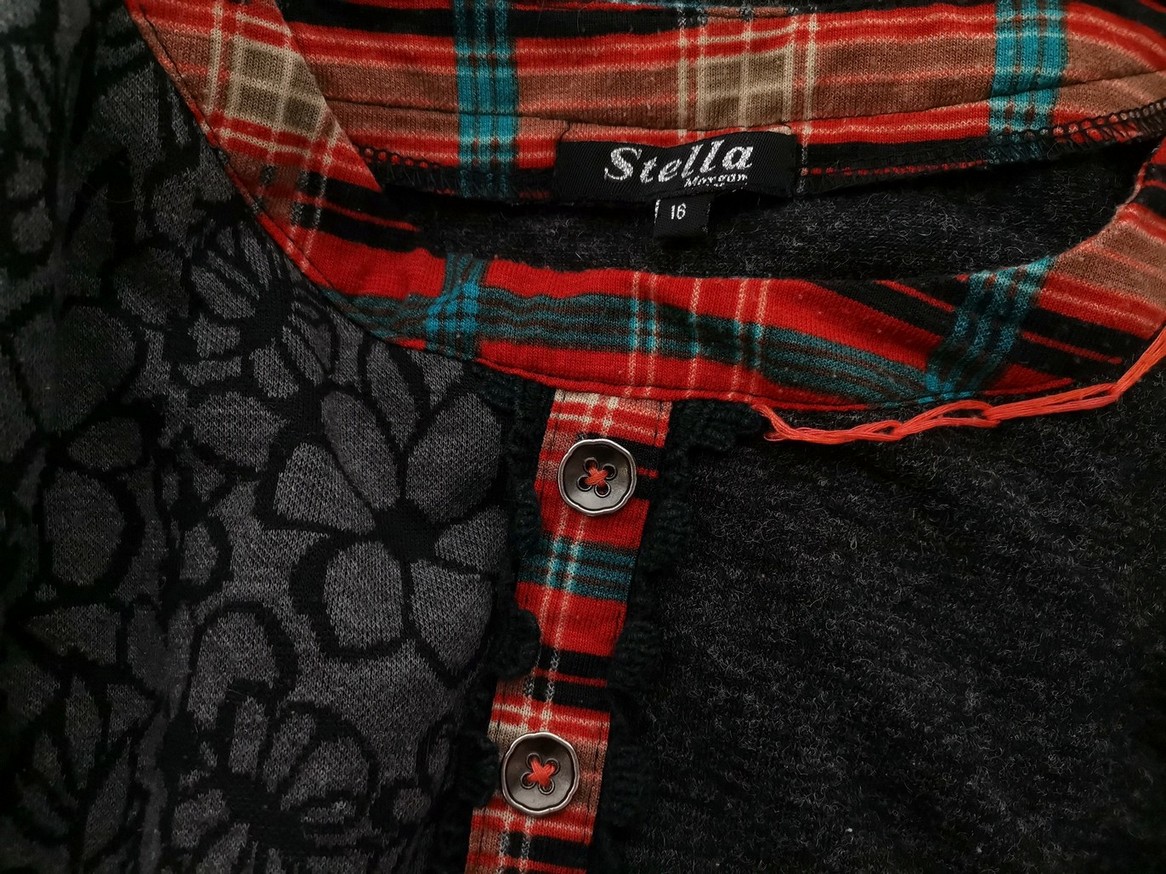 STELLA Rozmiar 16 (44) Kolor Szary Krata Okrągły dekolt Sukienka Sweterkowa Długi rękaw Do Kolan STELLA Rozmiar 16 (44) Kolor Szary Krata Okrągły dekolt Sukienka Sweterkowa Długi rękaw Do Kolan