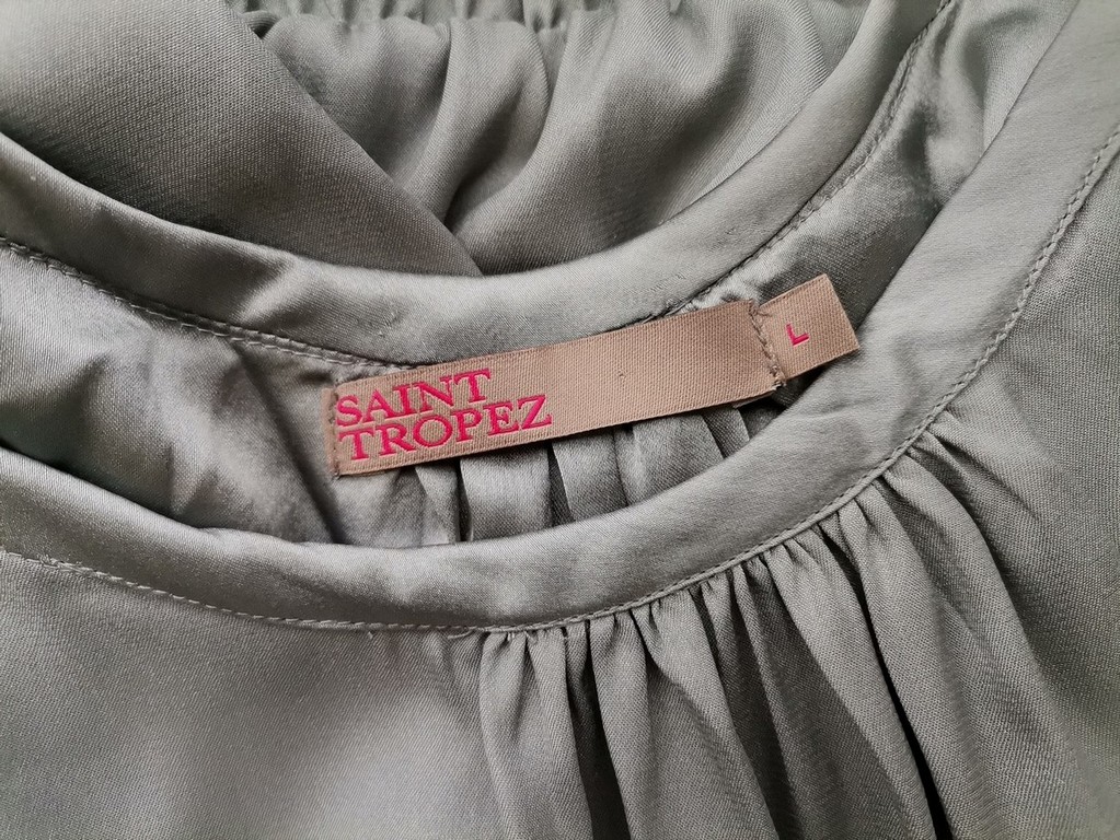 Saint tropez Rozmiar L Kolor Szary Okrągły dekolt Sukienka Blouson Rękaw 3/4 Midi Saint tropez Rozmiar L Kolor Szary Okrągły dekolt Sukienka Blouson Rękaw 3/4 Midi