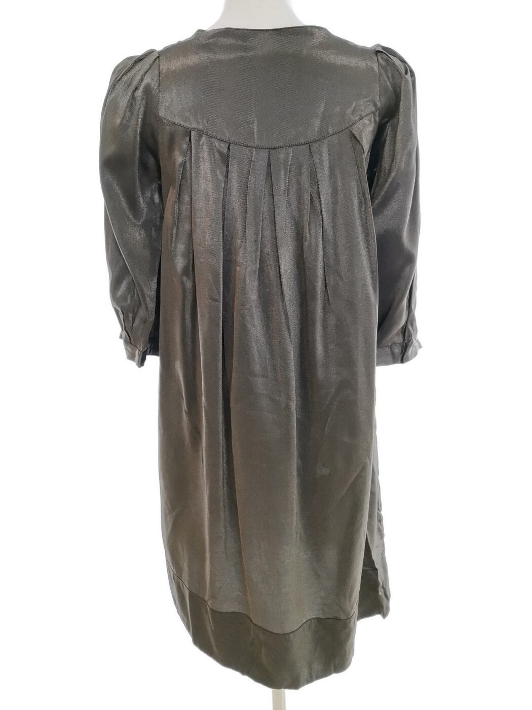 BRUUNS BAZAAR Rozmiar 36 Kolor Srebrny Keyhole Crew Neck Sukienka A-Line Rękaw 3/4 Do Kolan Materiał Wiskoza