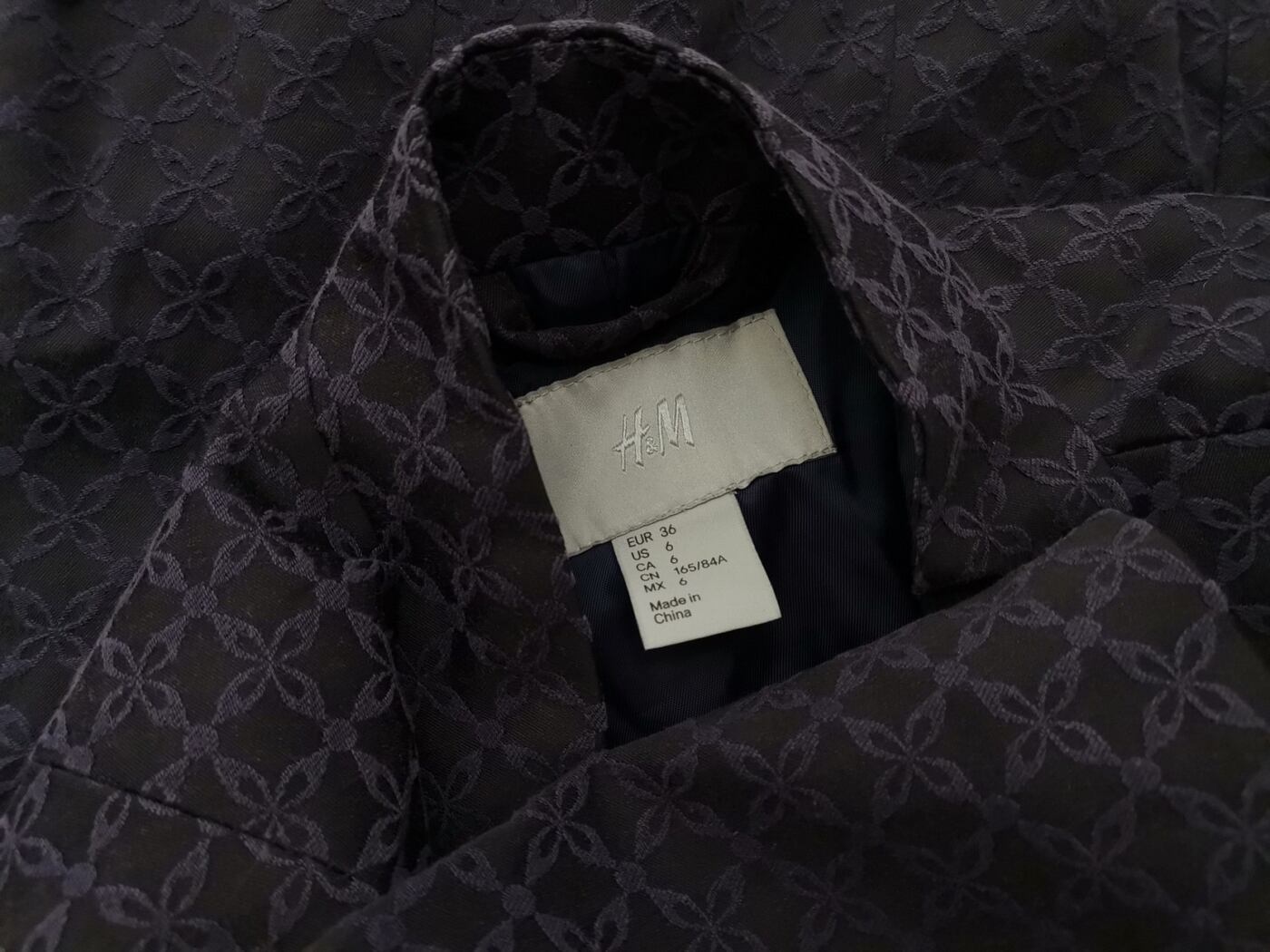 H&m Rozmiar 36 Kolor Fioletowy W serek Żakiet Otwarty Rękaw 3/4 Materiał Bawełna