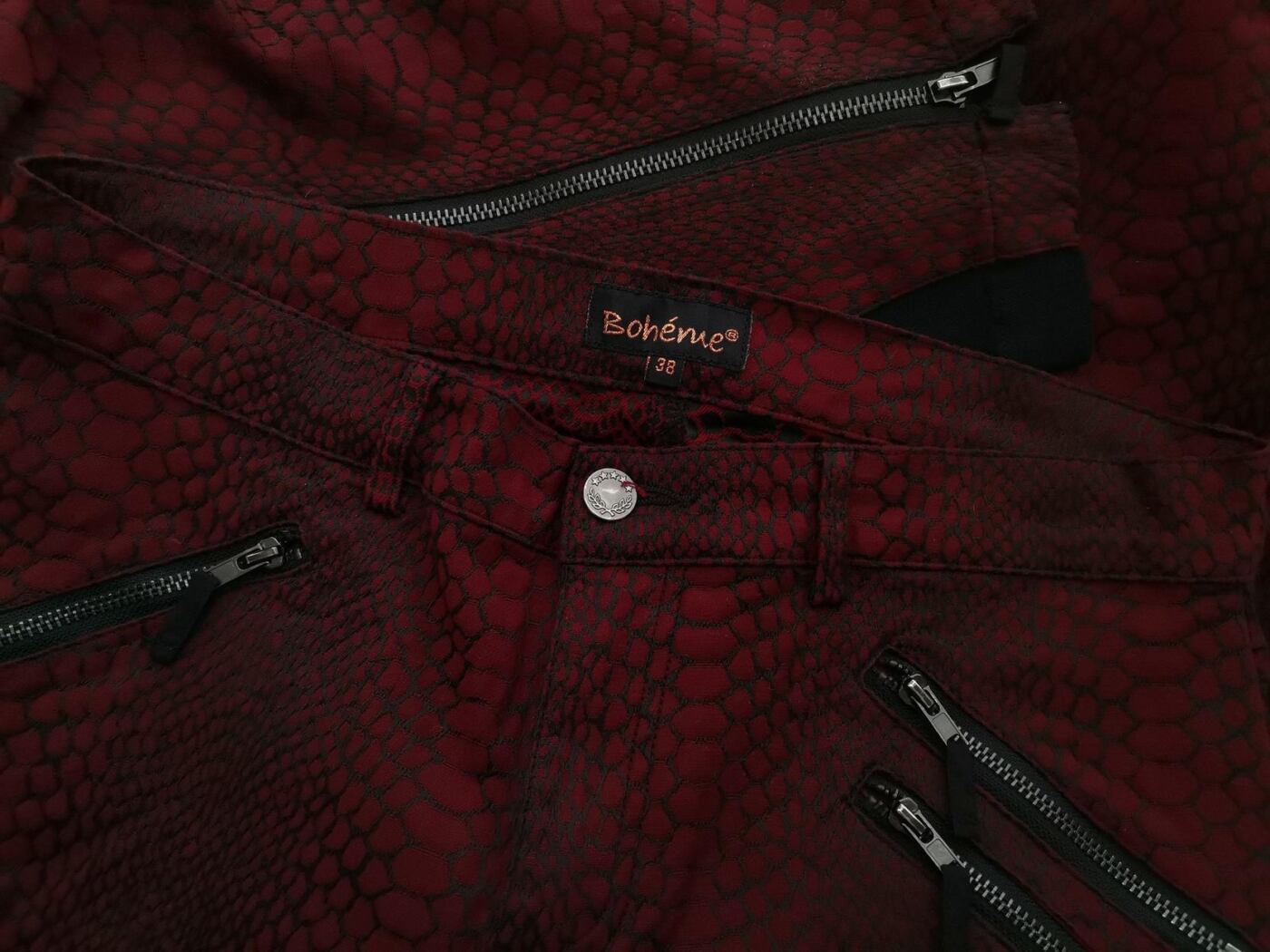 BOHEME Rozmiar 38 Kolor Bordowy Spodnie Casual Materiał Bawełna