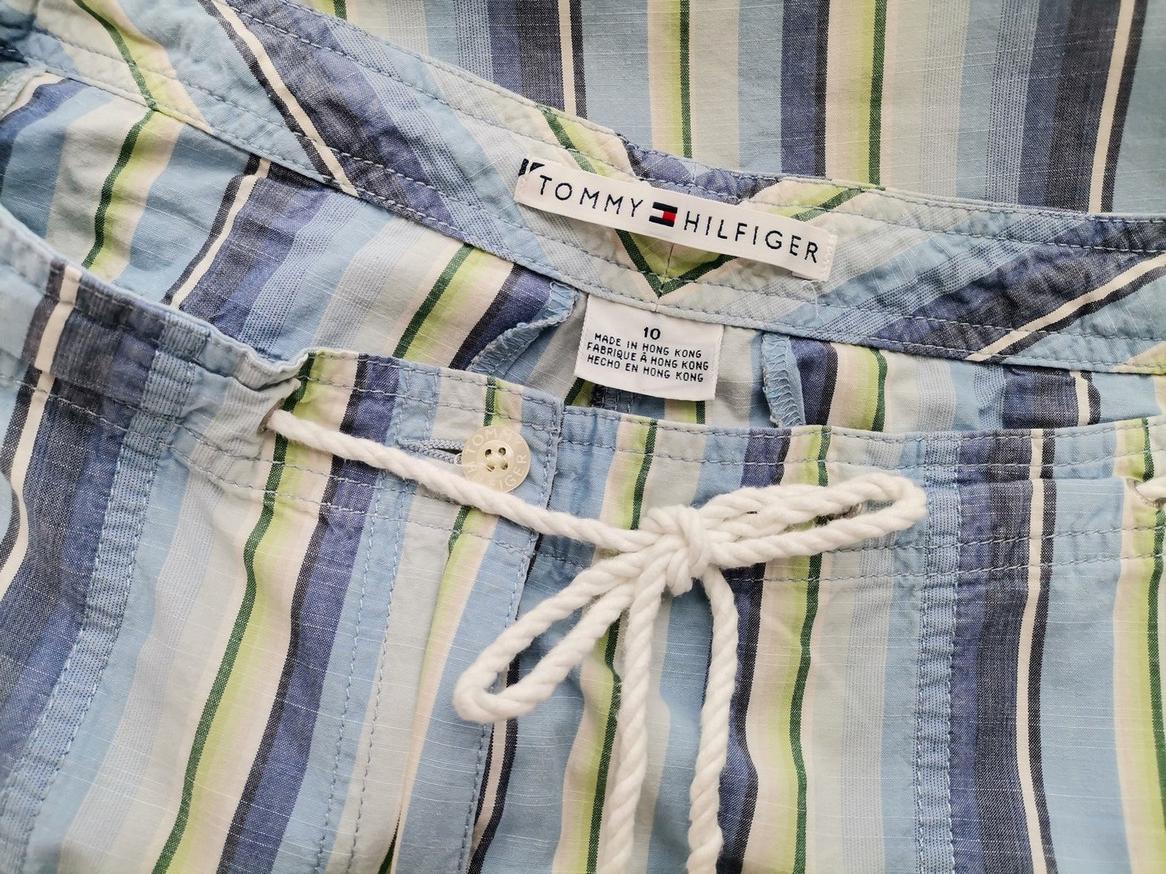 IMG_20210303_143026_r1.jpg Tommy hilfiger Rozmiar 10 (38) Kolor Niebieski Pasy Spodnie Rybaczki Materiał Bawełna 100%