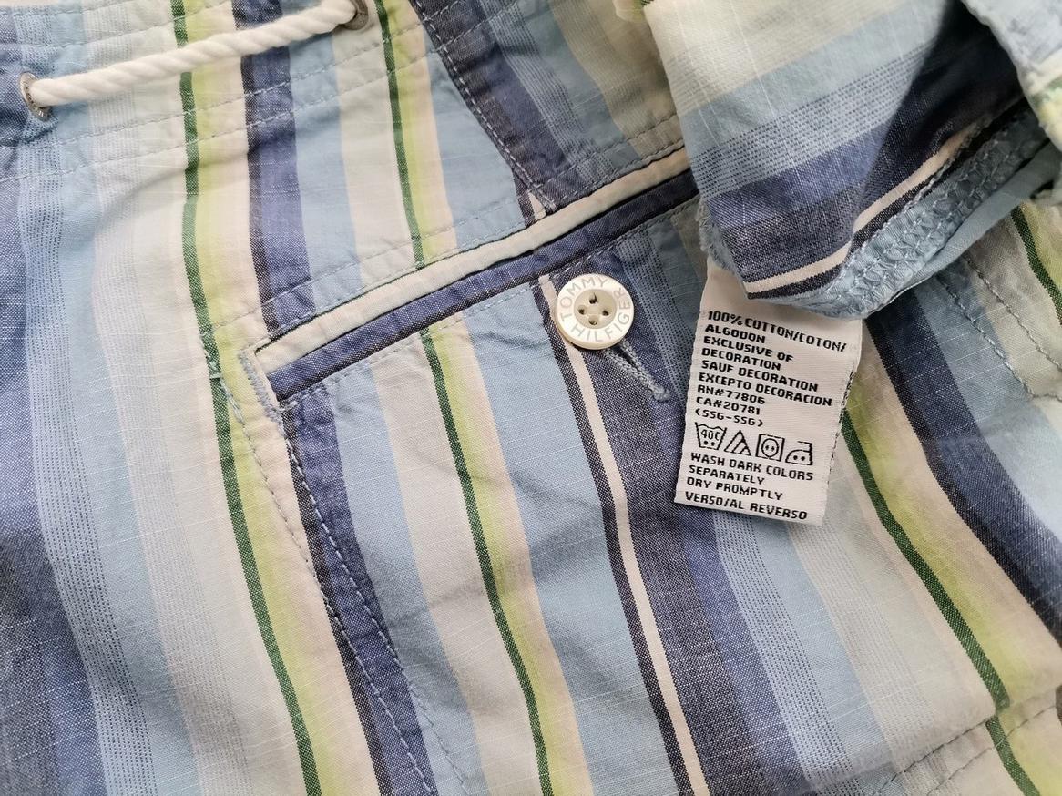 IMG_20210303_143109_r1.jpg Tommy hilfiger Rozmiar 10 (38) Kolor Niebieski Pasy Spodnie Rybaczki Materiał Bawełna 100%