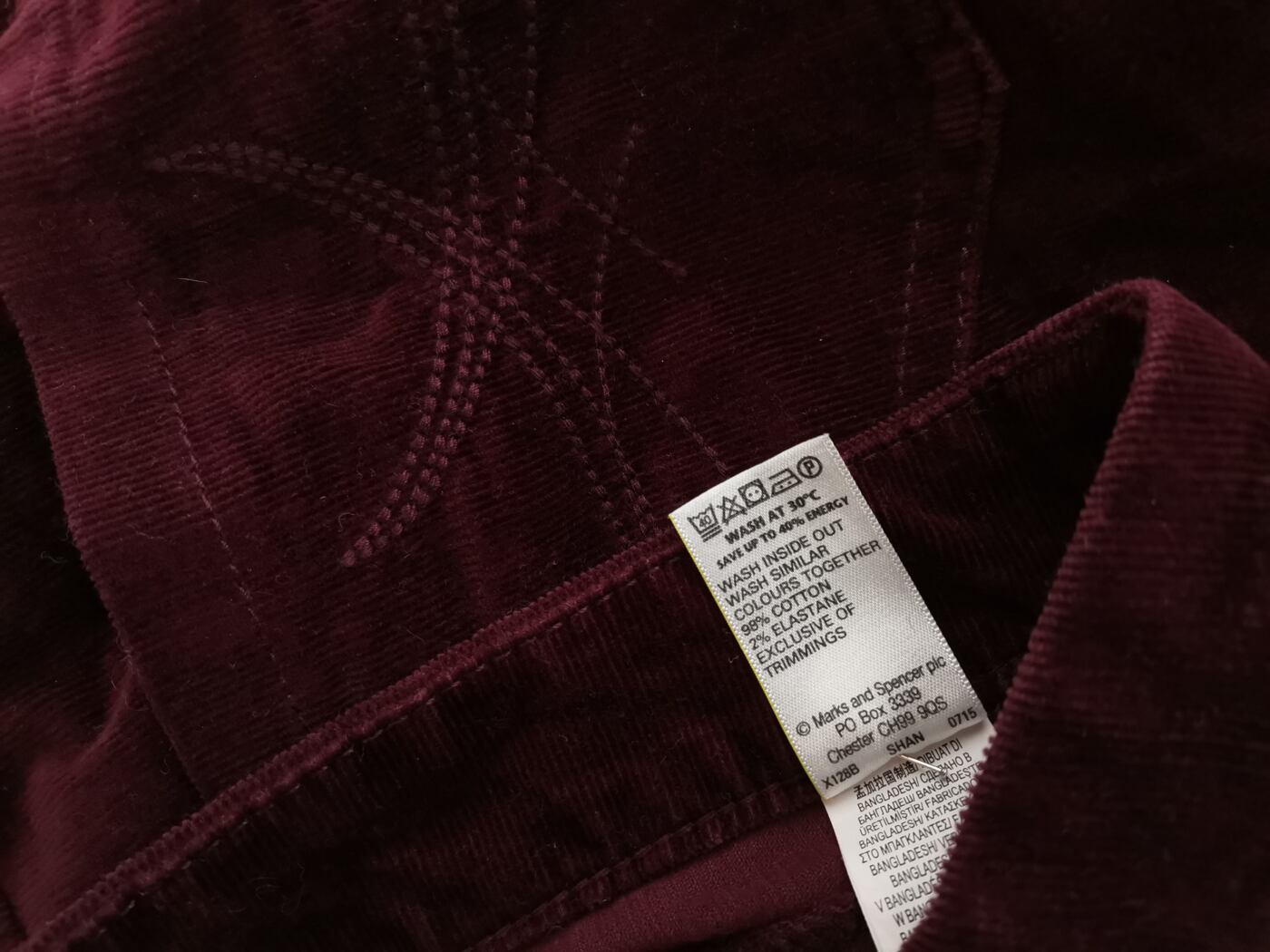 Rozmiar 14 (42) Kolor Purpurowy Spodnie Casual Materiał Bawełna