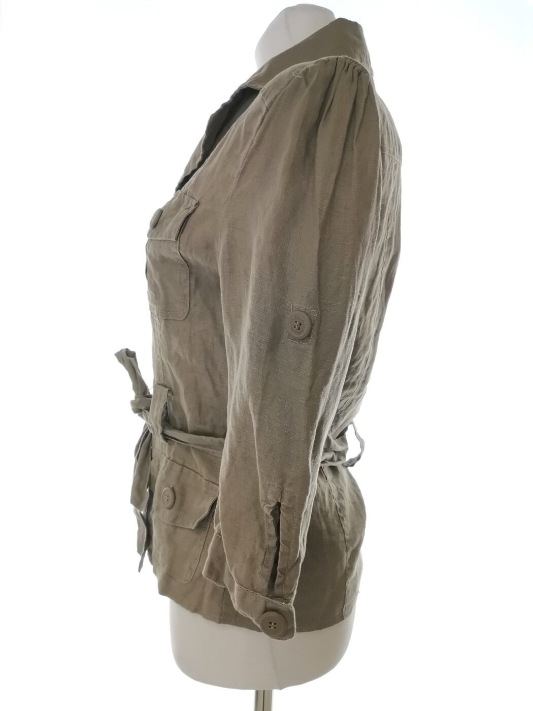 IMG_20210304_110423.jpg Life Love Fashion Rozmiar 10 (38) Kolor Khaki Kołnierz Żakiet z zapięciem Rękaw 3/4 Materiał Len 100%