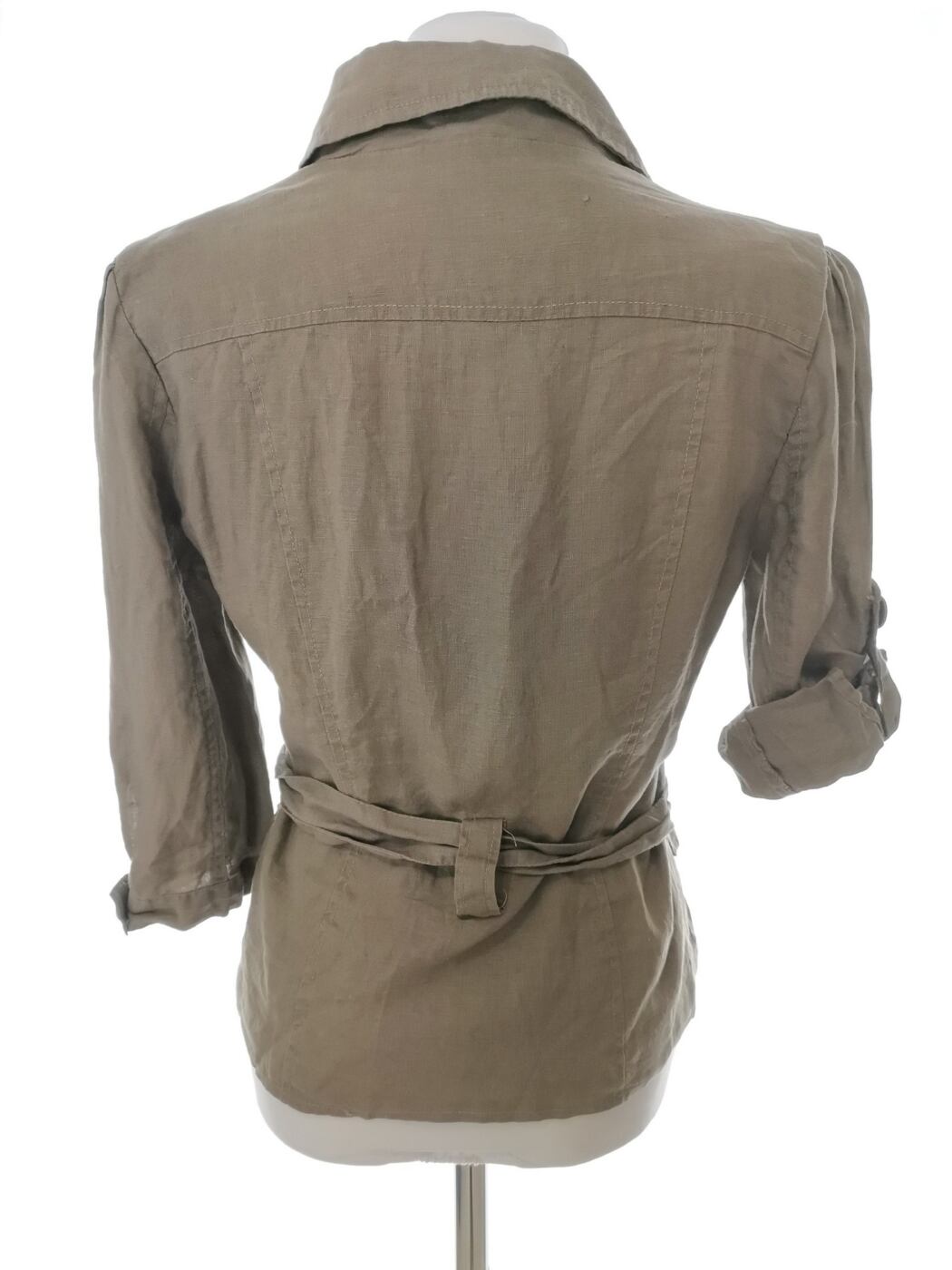 IMG_20210304_110459.jpg Life Love Fashion Rozmiar 10 (38) Kolor Khaki Kołnierz Żakiet z zapięciem Rękaw 3/4 Materiał Len 100%