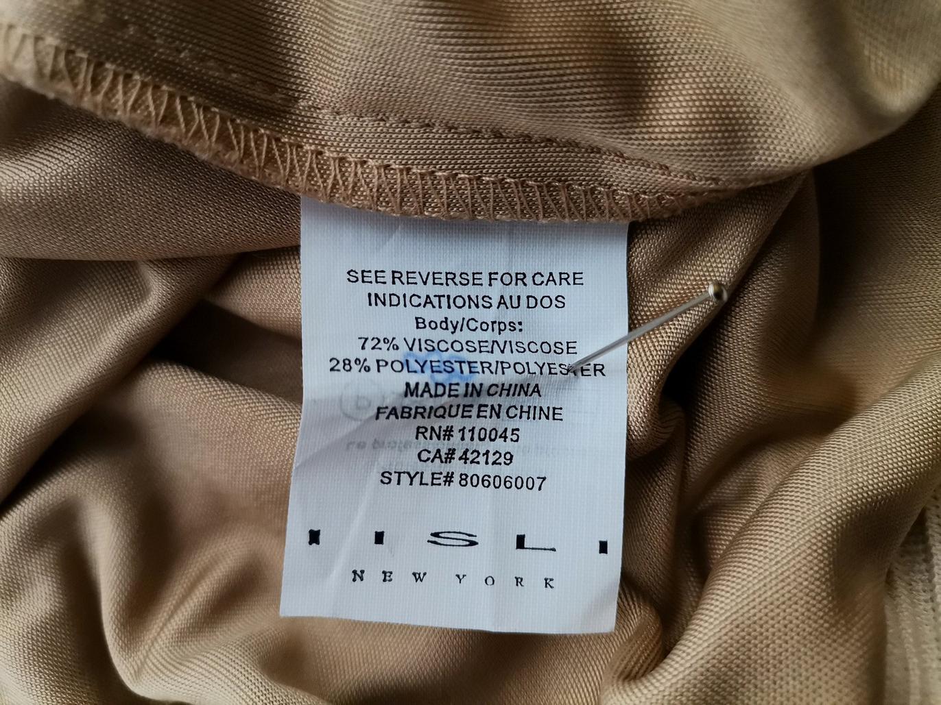IISLI Rozmiar M Kolor Beżowy Drapowany dekolt Sukienka Sheath Bezrękawnik Midi Materiał Wiskoza IISLI Rozmiar M Kolor Beżowy Drapowany dekolt Sukienka Sheath Bezrękawnik Midi Materiał Wiskoza