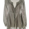 Hunkydory Rozmiar XS Kolor Khaki Split Crew Neck Bluzka Długi rękaw Materiał Bawełna 100%