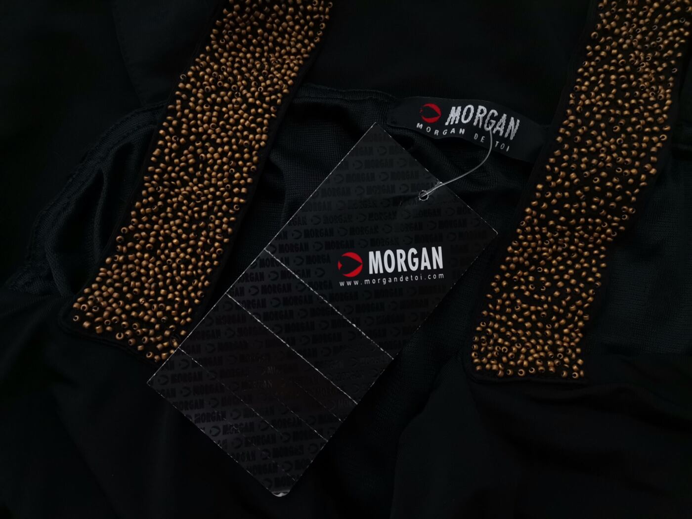 Morgan Rozmiar 34-36 Kolor Czarny Kwadratowy dekolt Sukienka Ołówkowa Bezrękawnik Do Kolan