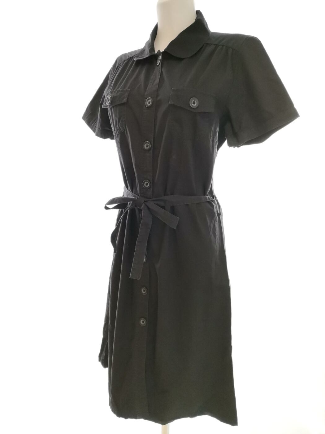 Gap Rozmiar M Kolor Czarny Kołnierz Sukienka Koszulowa Krótki rękaw Midi Materiał Bawełna 100% Gap Rozmiar M Kolor Czarny Kołnierz Sukienka Koszulowa Krótki rękaw Midi Materiał Bawełna 100%