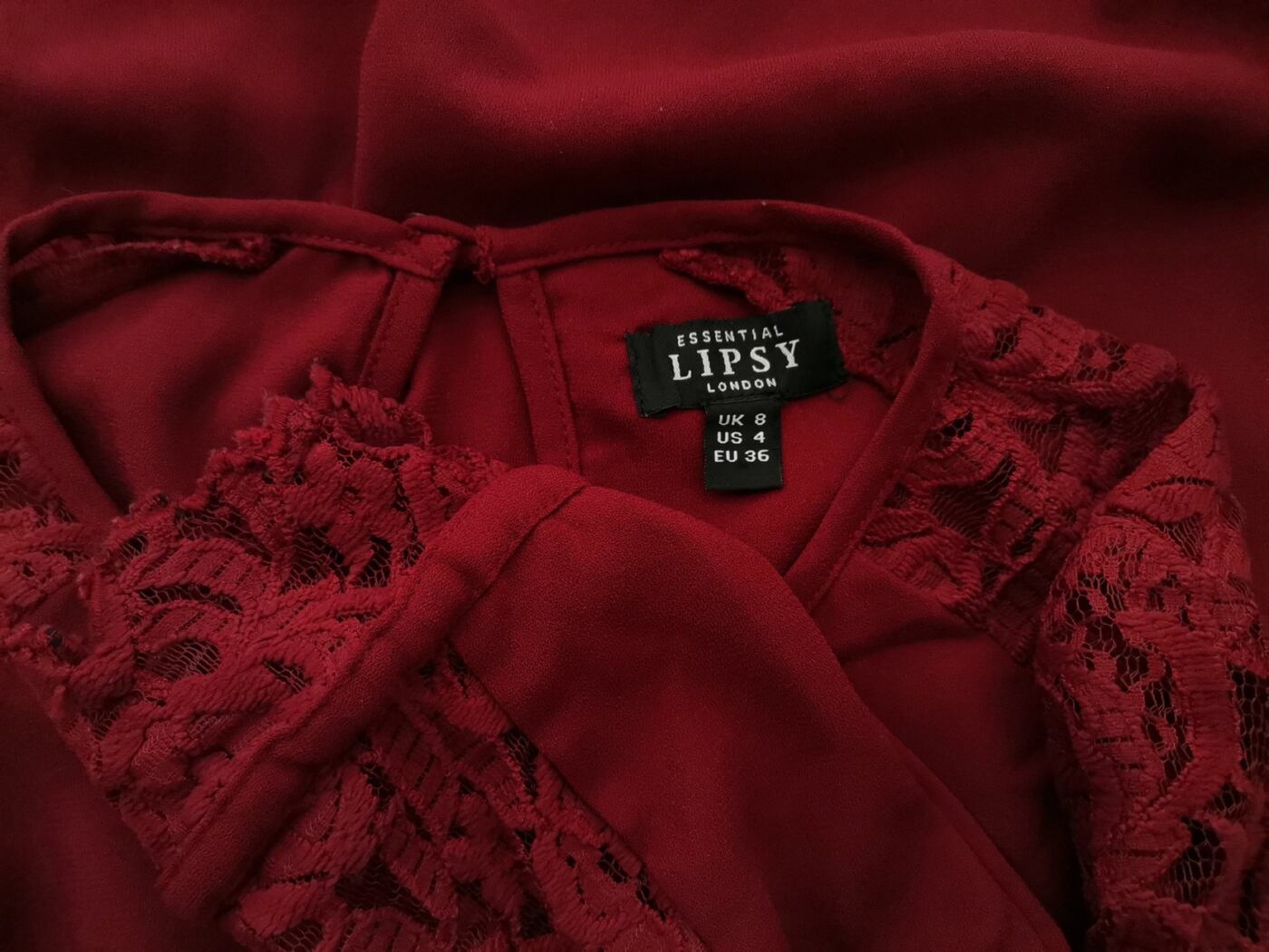 Lipsy Rozmiar 8 (36) Kolor Bordowy Crew Neck Sukienka Prostokątna Rękaw 3/4 Do Kolan Lipsy Rozmiar 8 (36) Kolor Bordowy Crew Neck Sukienka Prostokątna Rękaw 3/4 Do Kolan
