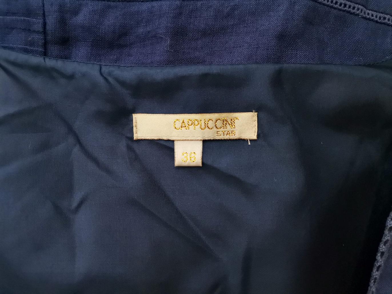 CAPPUCCINI Rozmiar 36 Kolor Granatowy Kwadratowy dekolt Sukienka Tank Top Bezrękawnik Midi Materiał Len 100%